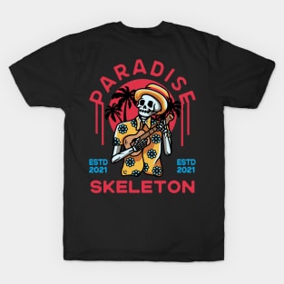 Paradise Skull With Guitar In the Beach T-Shirt